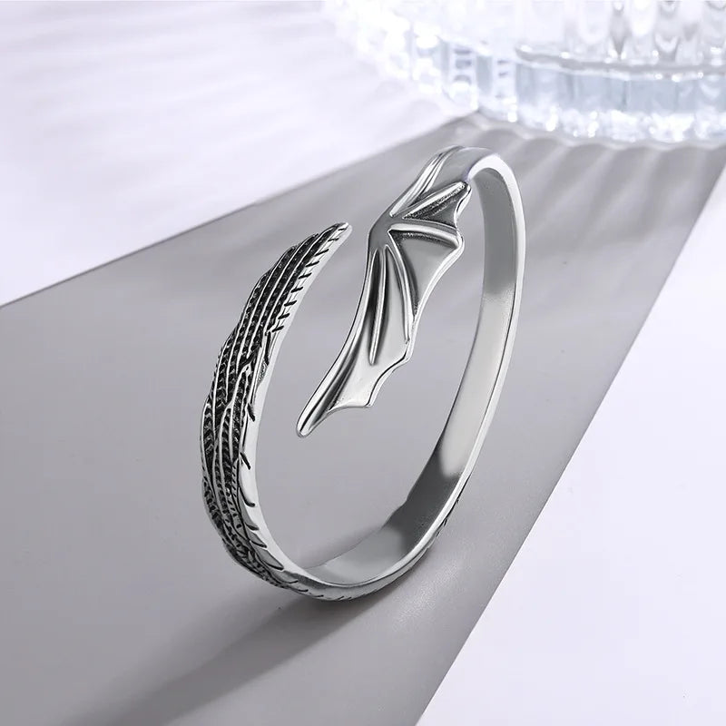 925 Sterling Silver Bracelet Bangle Feather Golden Flower Vintage Punk For Woman Men Fashion Jewelry Gift Dropship Wholesale
