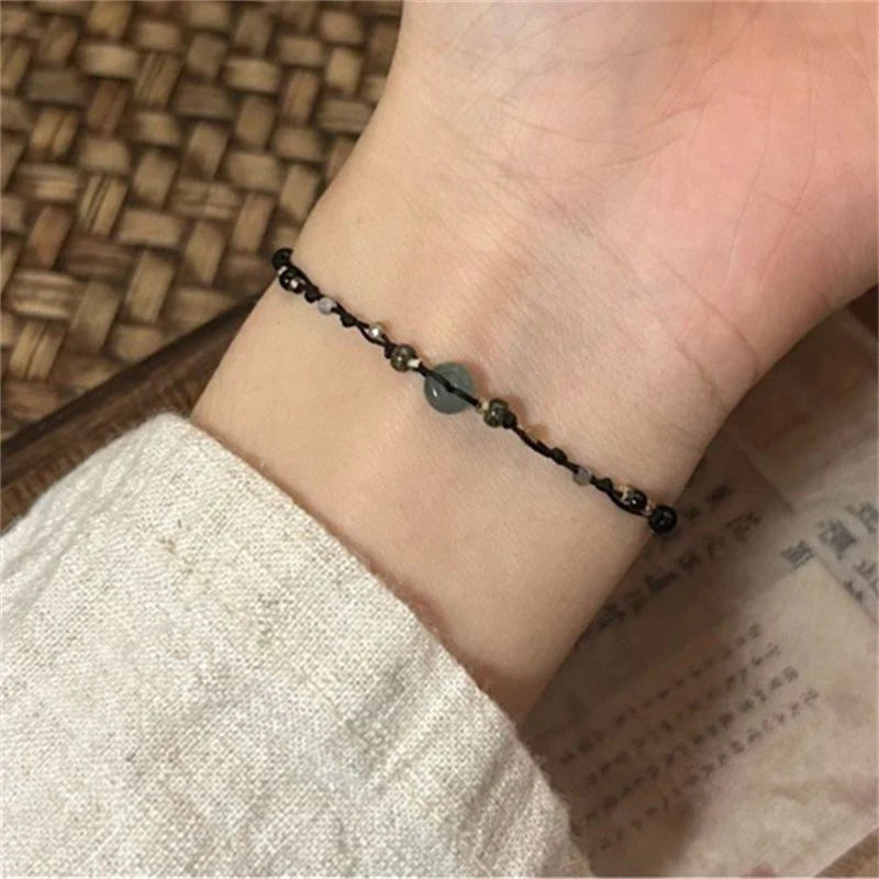 Retro Chinese Style Adjustable Handmade Braid String Bracelet Beaded Charm Bracelet Bangle Fashion Couple Adjustable Bracelet