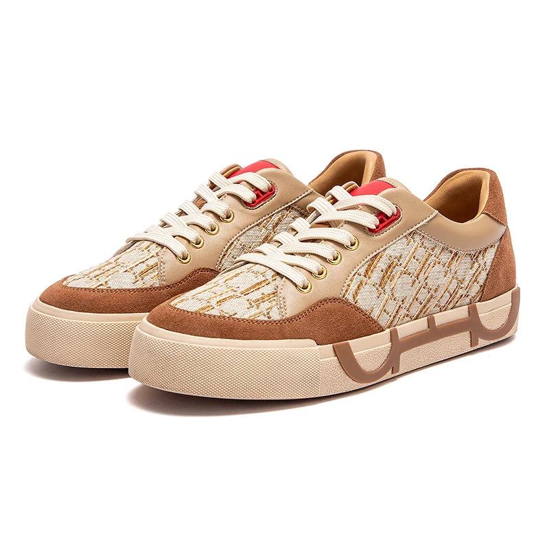 Women's Luxury Brand Letter Printed Sneakers - Breathable Woven Flat Shoes