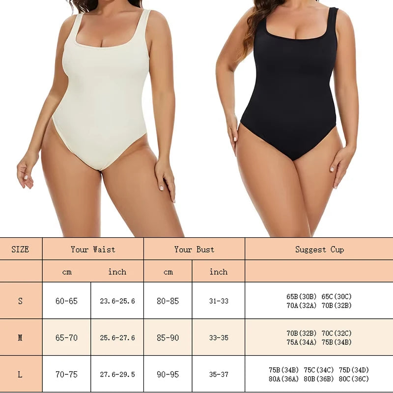 GUUDIA Ribbed Tummy Jumpsuit - Daily Shaper Bodysuit Open Crotch