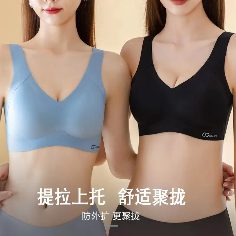 A /B / C Fixed Cup Seamless   Oversized Bra Thin Push Up  Women Underwear