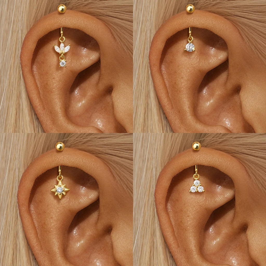 Aide 925 Sterling Silver 1piece Silver Color Thread Labret Upper Stud Earrings Cartilage Tragus Helix Piercing Studs Jewelry