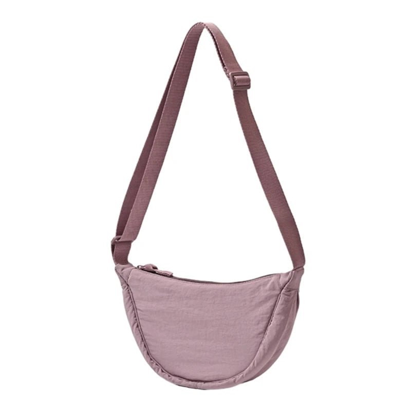 Women Half Moon Shape Crossbody Chest Bag Casual Nylon Shoulder Bag Female Large Capacity Tote Solid Lady Travel Shopper Handbag