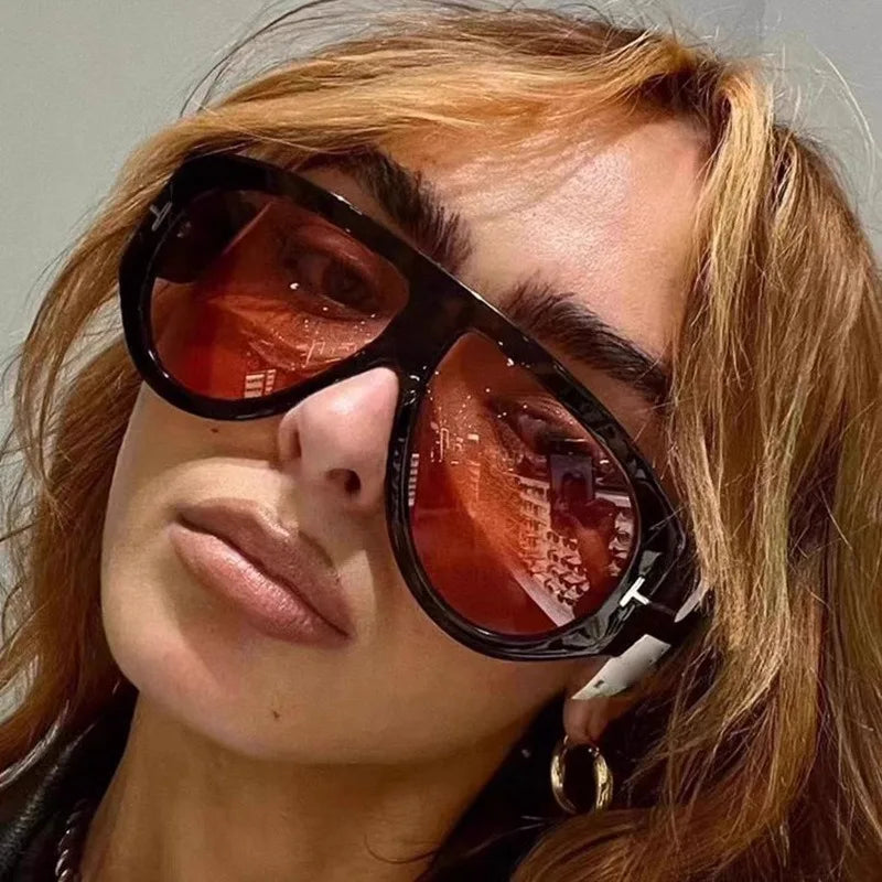 Vintage Oval Large Frame Sunglasses - Trendy Street Style UV400 Women
