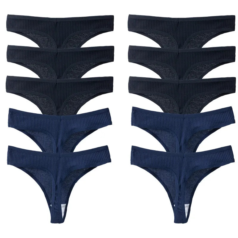 TrowBridge 10PCS/Set Women's Panties Cotton Striped Underwear Sexy Sports Thongs Lingerie Soft Comfortable G-Strings Hot T-Backs