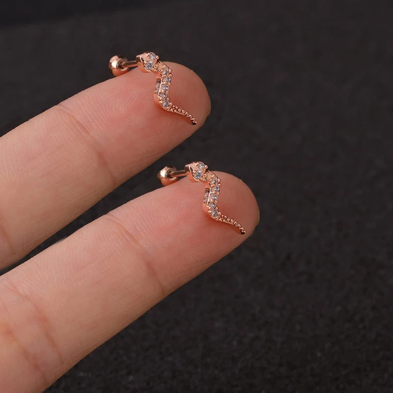 1PC Stainless Steel Gold Color Silver Color Flower CZ Tragus Cartilage Helix Star Ear Stud Piercing Zircon Daith Earring