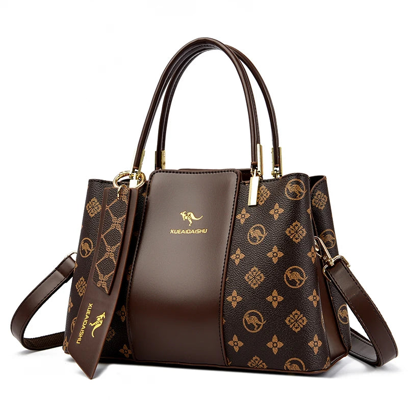 Luxury Print Leather Handbag - Large Capacity Crossbody Shoulder Bag