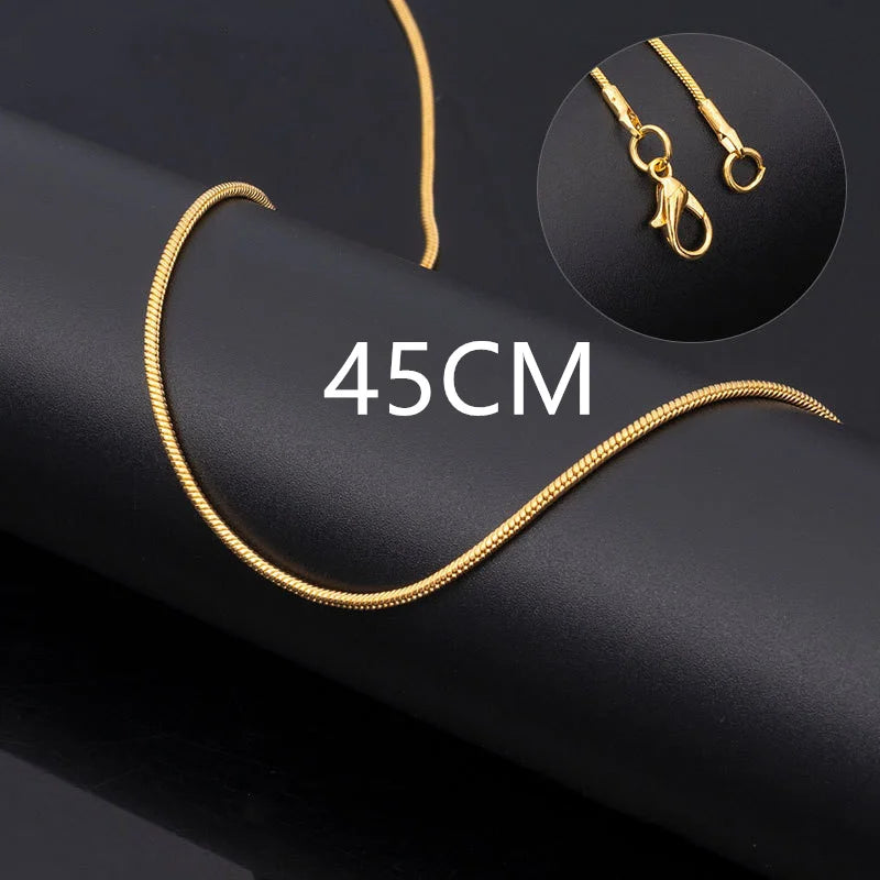 Vintage Gold Color Stainless Steel Snake Chain Necklace For Women Fashion Clavicle Chain Necklace Men Party Jewelry Accessories