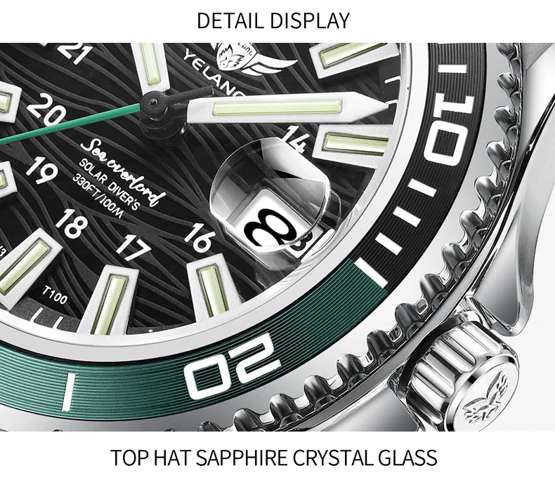 Yelang V1214 Solar Watch - Japan Eco-Drive Sapphire 100M Waterproof