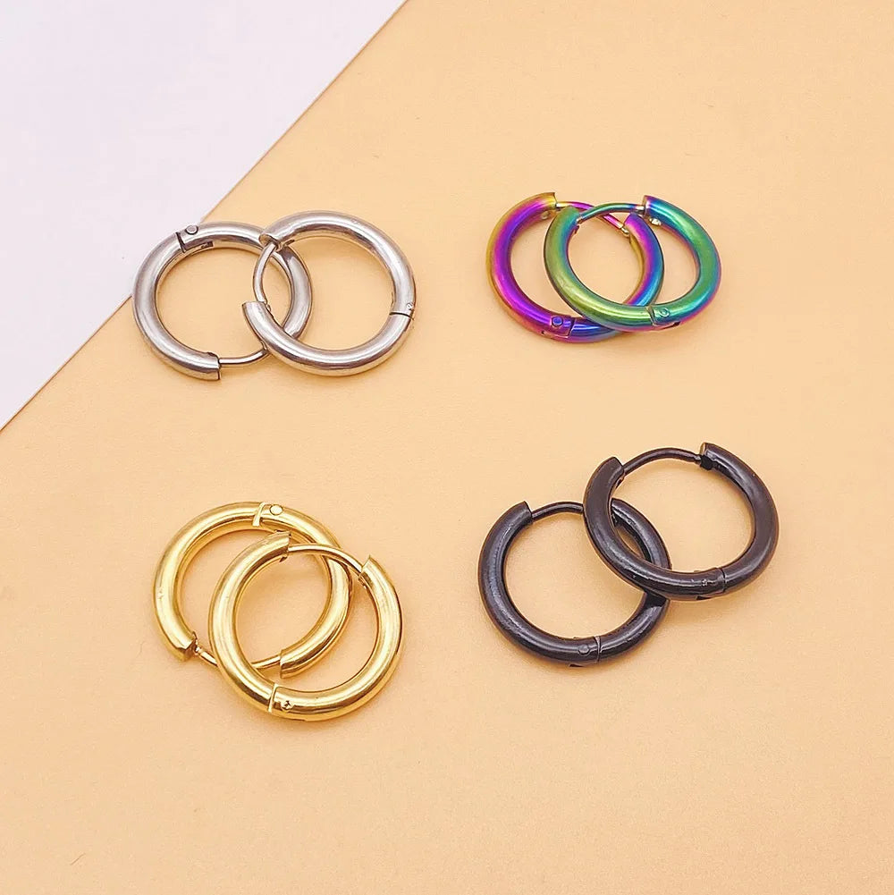 2022 New Simple Stainless Steel Small Hoop Earrings for Women Men Cartilage Ear Piercing Jewelry Pendientes Hombre Mujer