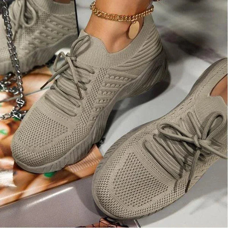 Women's Mesh Breathable Casual Sneakers - Plus Size Platform Vulcanized Shoes