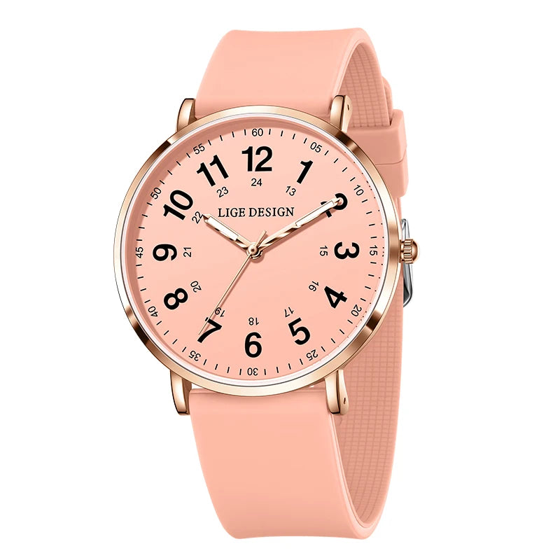LIGE Fashion Elegant Watch - Candy Color Silicone Luminous Waterproof