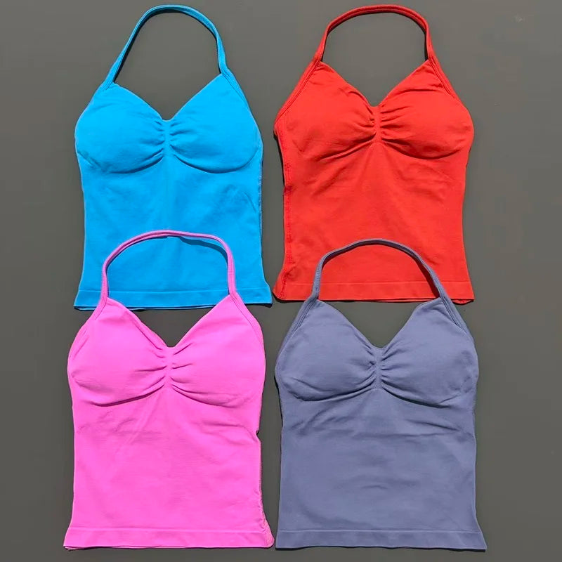 HISTELLO Impact Sports Bra - Longline Strappy Yoga Tank Top
