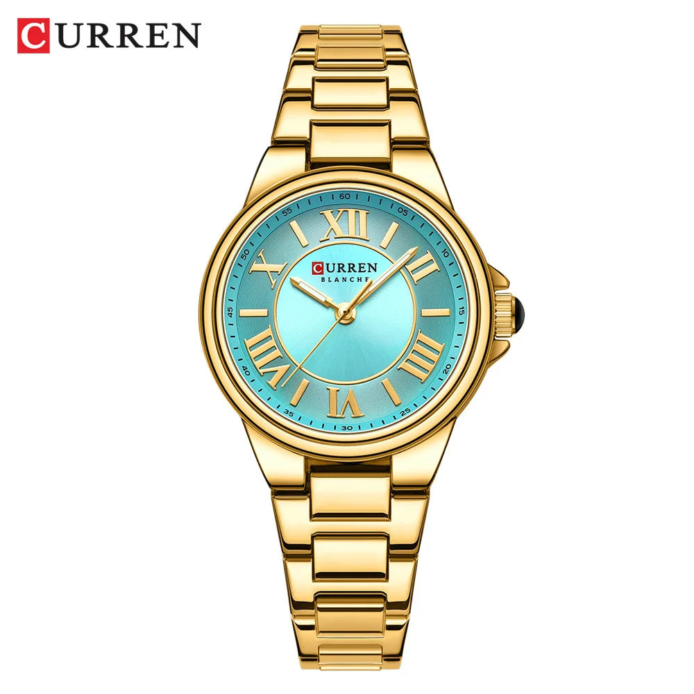 CURREN 9091 Rose Gold Watch - Elegant Steel Strap Ladies Quartz