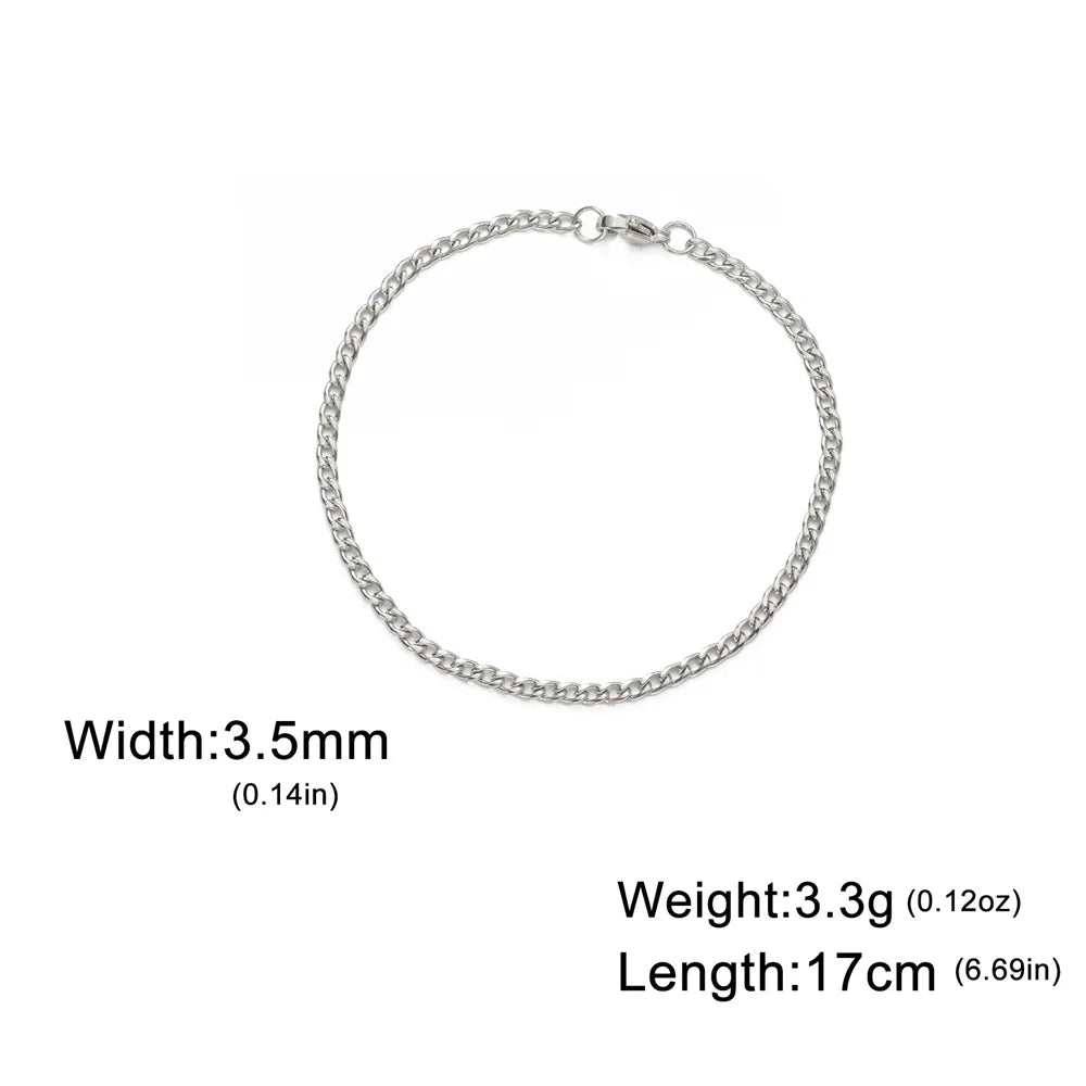 My Shape Fashion Cuban Chain Men Bracelet Stainless Steel 3/5/7/9mm Width Chain Bracelets Figaro Chain Boy Wrist Jewelry Couple