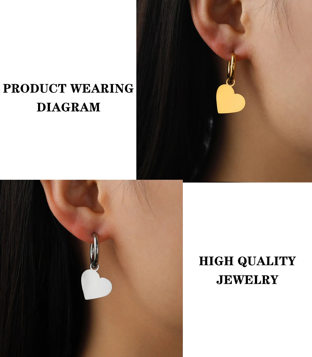 Lucktune Flower Clover Heart Drop Earrings Women Stainless Steel Star Sun Geometry Earrings 2025 New Fashion Kpop Jewelry Gift