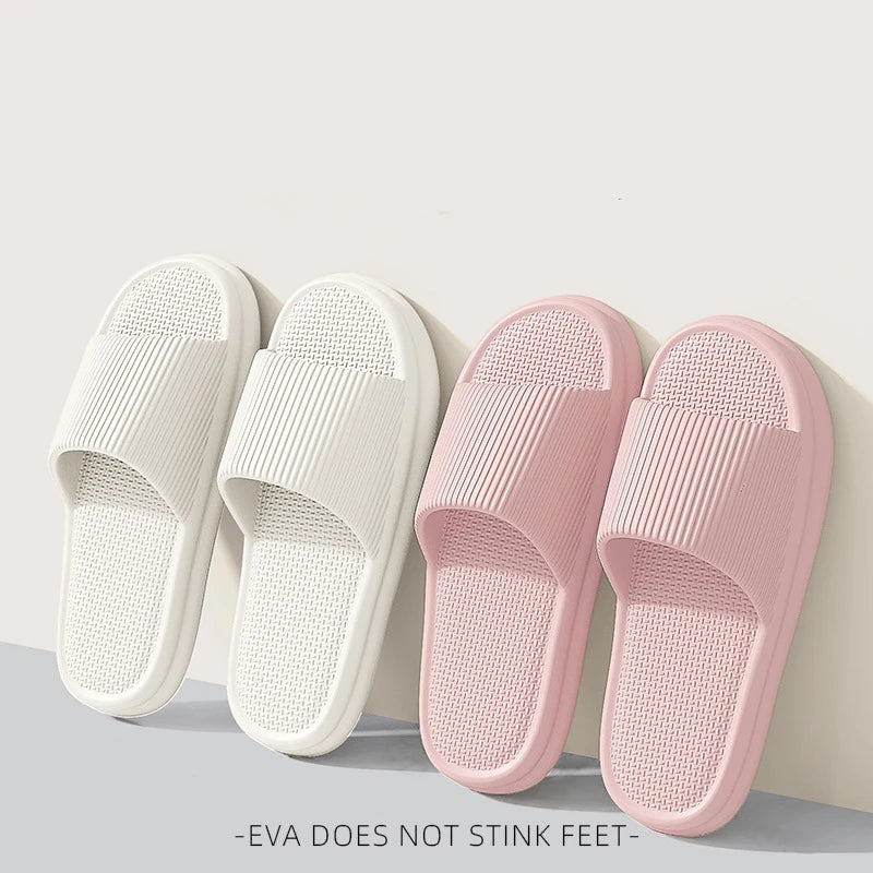 Women Summer Concise EVA Slippers Men Soft Home Slides Couples Bathroom Non-slip Sandals Adults Comfortable Outdoor Beach Shoes