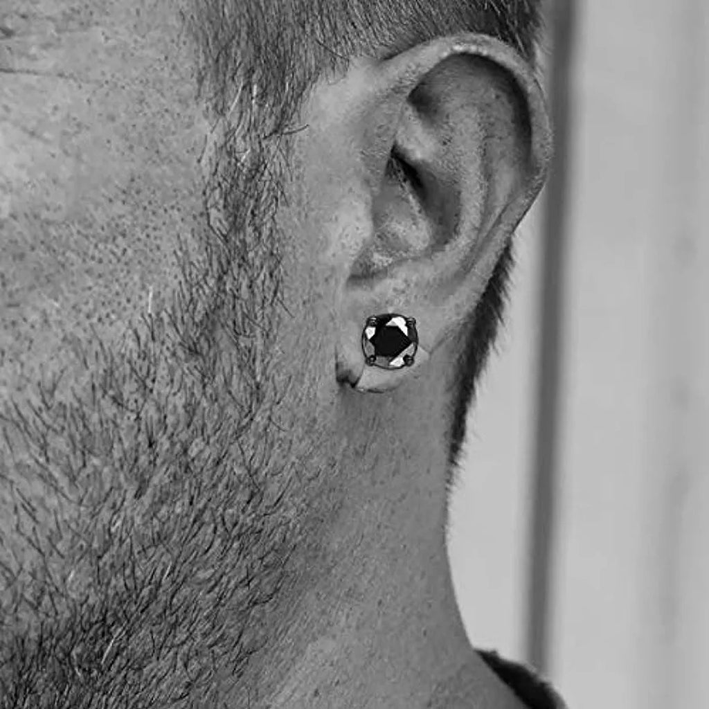 4 Pairs Simple Stainless Steel Magnetic Stud Earrings For Men, Cross Pendant Ear Clips, Cool Non Pierced Earrings
