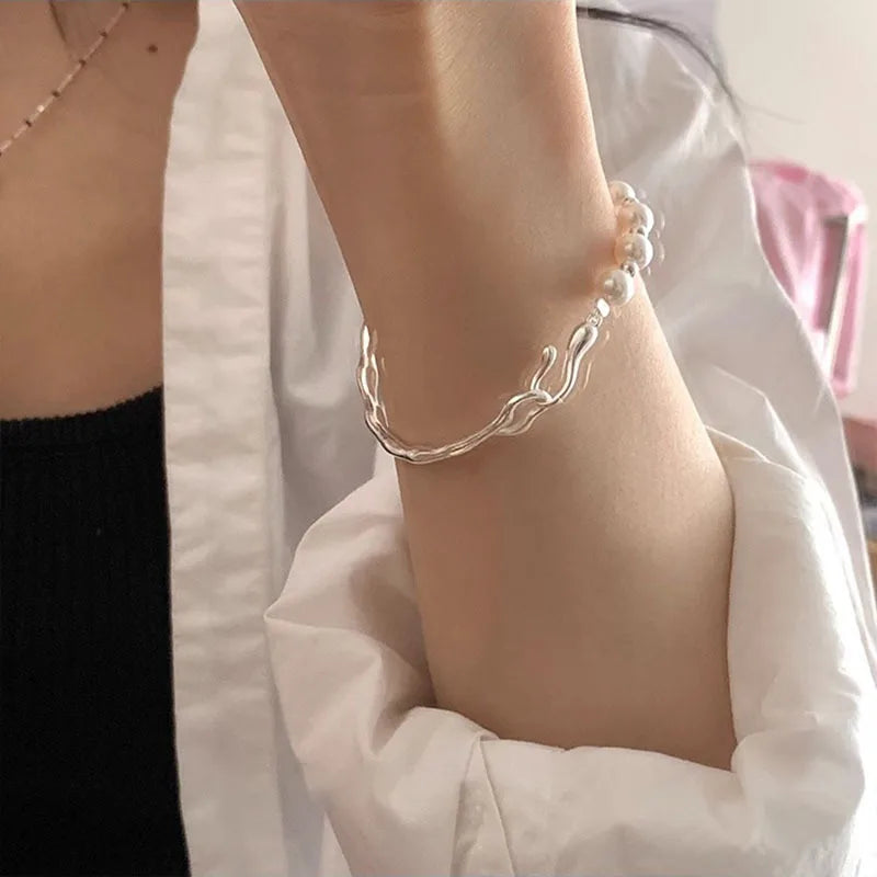 VENTFILLE 925 Sterling Silver Double Layer Pearl Bracelet for Women Girl Design Bead Korean Jewelry Dropshipping