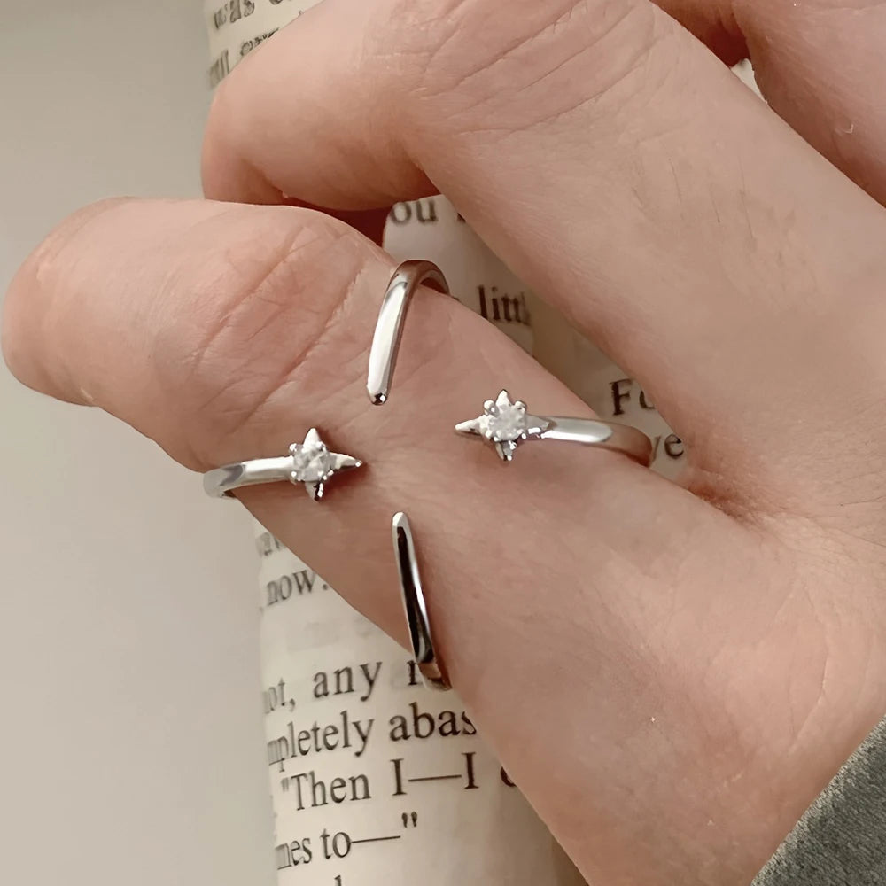 VENTFILLE 925 Sterling Silver Open Pearl Smile Stackable Finger Ring Simple Fashion Cute Adjustable For Female Jewelry Wholesale
