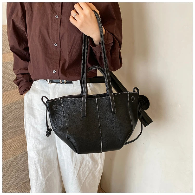 High Quality PU Tote Bags Fashion Solid Hasp Simple Versatile Sense of Luxury Shoulder and Handbags for Women 2024 New Style