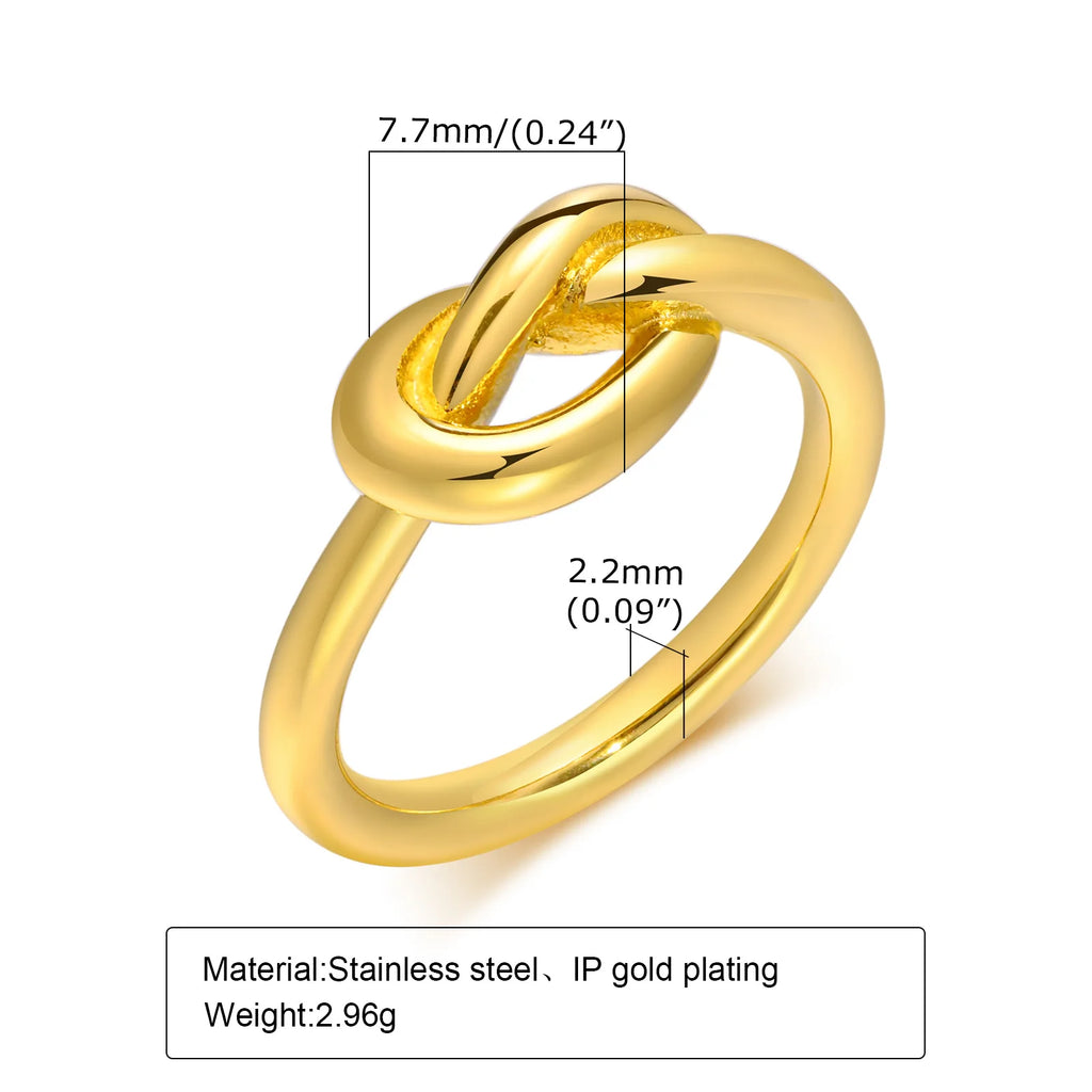 Love Knot Ring for Women, Stainless Steel Gold Plated Dainty Stacking Ring, Tiny Tie The Knot Statement Jewelry