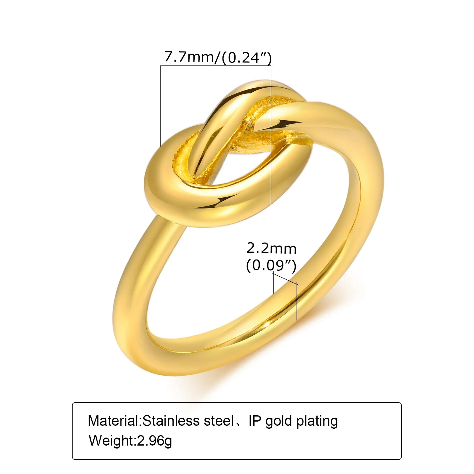 Love Knot Ring for Women, Stainless Steel Gold Plated Dainty Stacking Ring, Tiny Tie The Knot Statement Jewelry