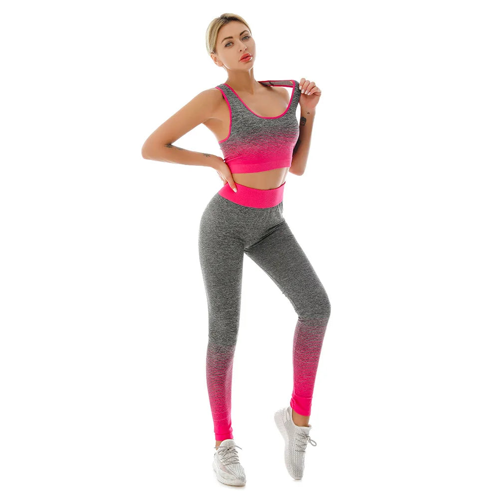 2 Piece Yoga Set - Gradual Changing Sports Bra & Leggings
