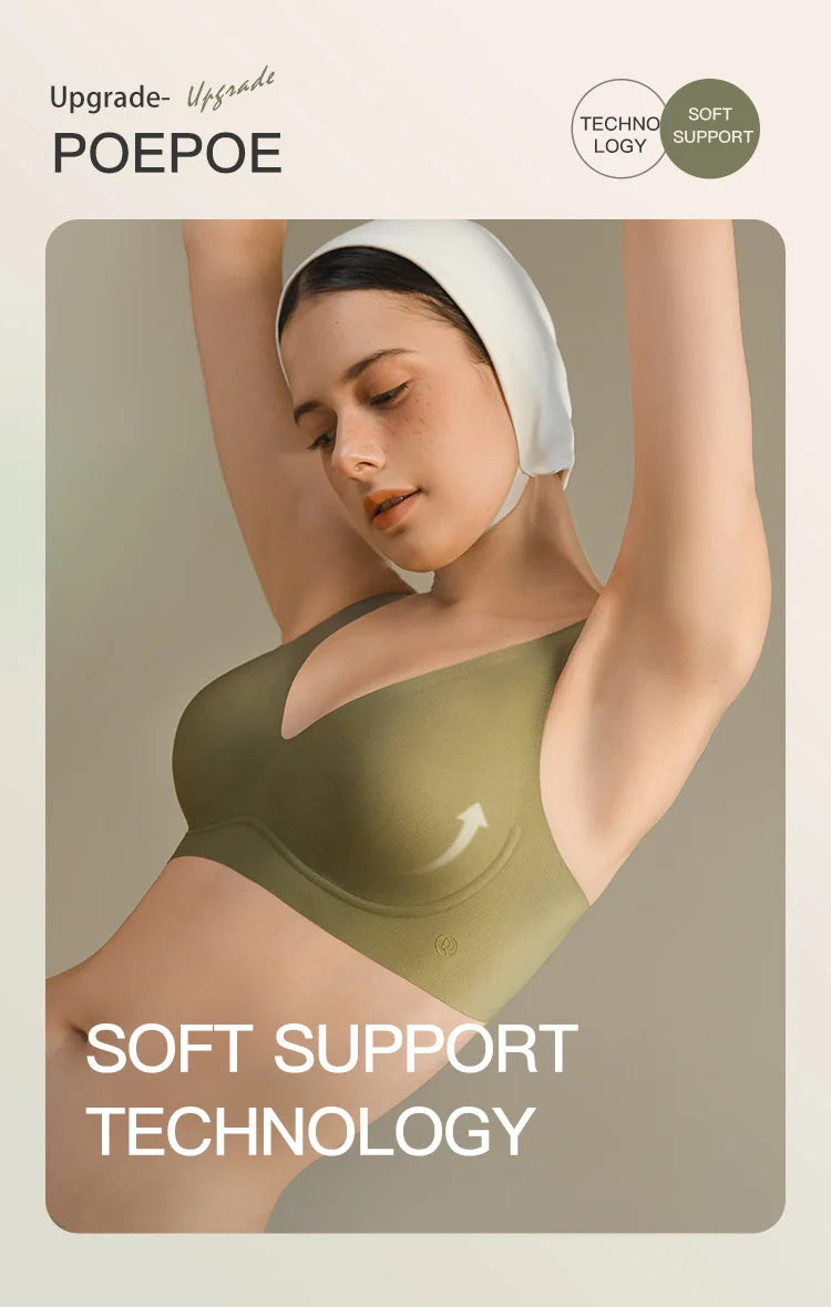 SUJIIN Sexy Push Up Bra - Seamless Wireless V Neck Bralette