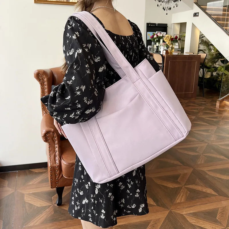 High Quality Commuting Tote Bag Simple Nylon Women's Shoulder Bag Large Capacity Student Class Handbag