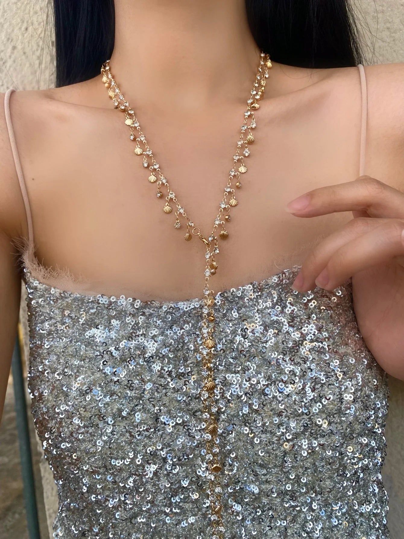 New Luxury Colourful Heart Long Tassel Necklace for Women Shiny Rhinestone Crystal Zircon Choker Bohemian Statement Jewelry