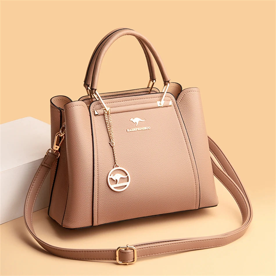 2024 Luxury Designer Handbag - 3 Layer Crossbody Leather Tote