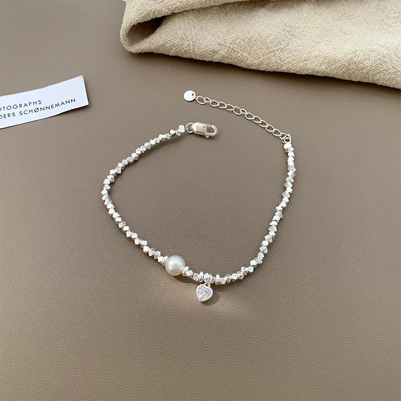 VENTFILLE 925 Sterling Silver Double Layer Pearl Bracelet for Women Girl Design Bead Korean Jewelry Dropshipping