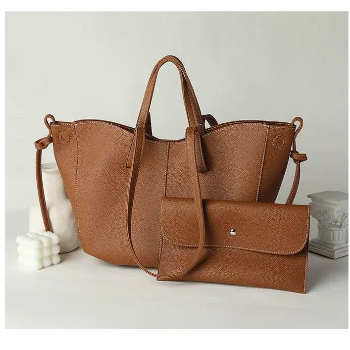 Fashionable Large Capacity Tote Bag Handbag Women's Single Shoulder Bag Brown New Arrival 2025 from France High Aesthetic Value