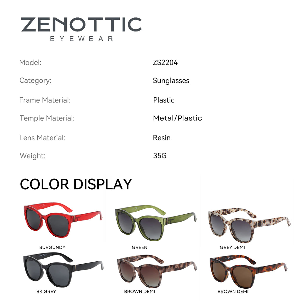 ZENOTTIC Thick Butterfly Polarized Sunglasses - Chunky Cat Eye UV400