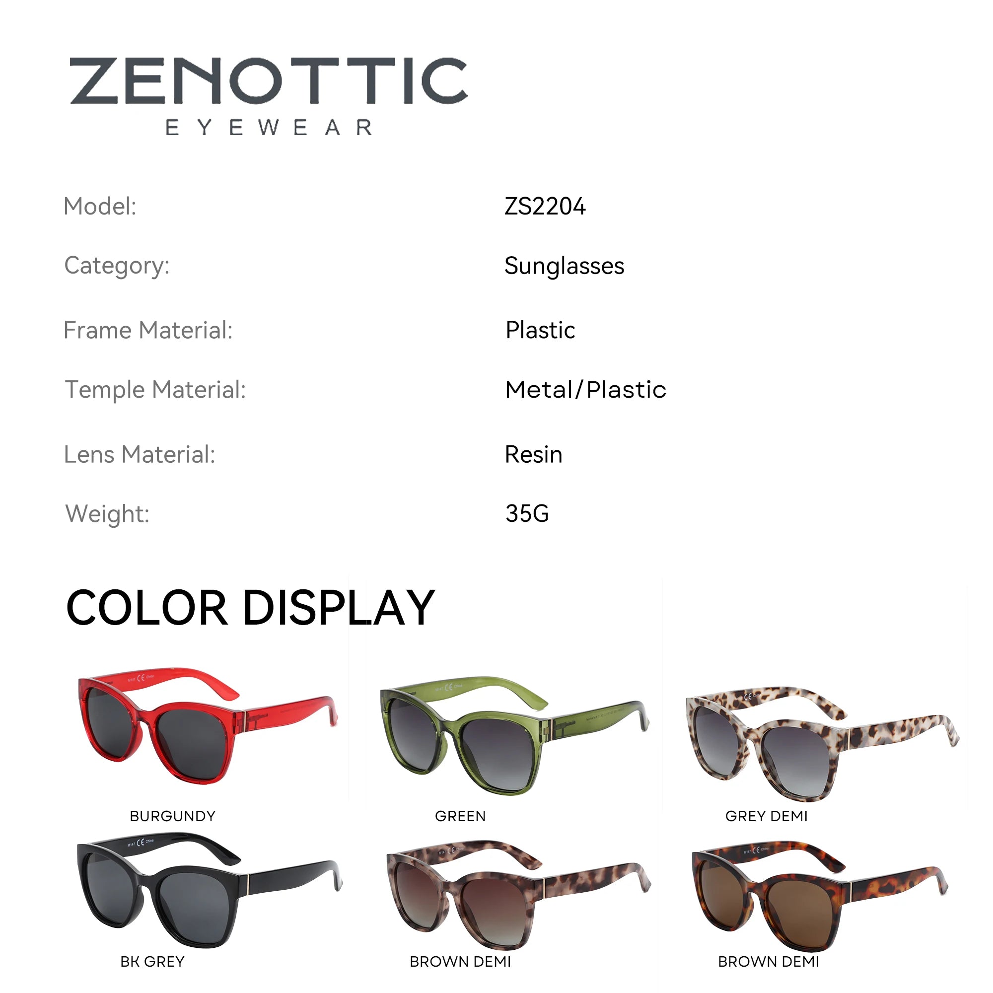 ZENOTTIC Thick Butterfly Polarized Sunglasses - Chunky Cat Eye UV400