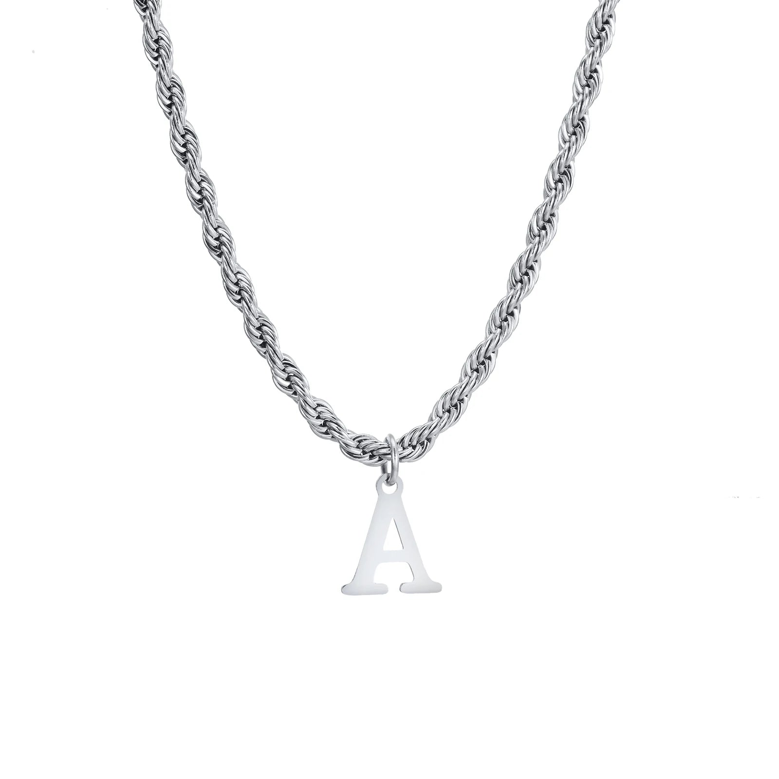 Personalized Initial Letter Necklace for Men - Premium Stainless Steel A-Z Alphabet Pendant with 60cm Chain