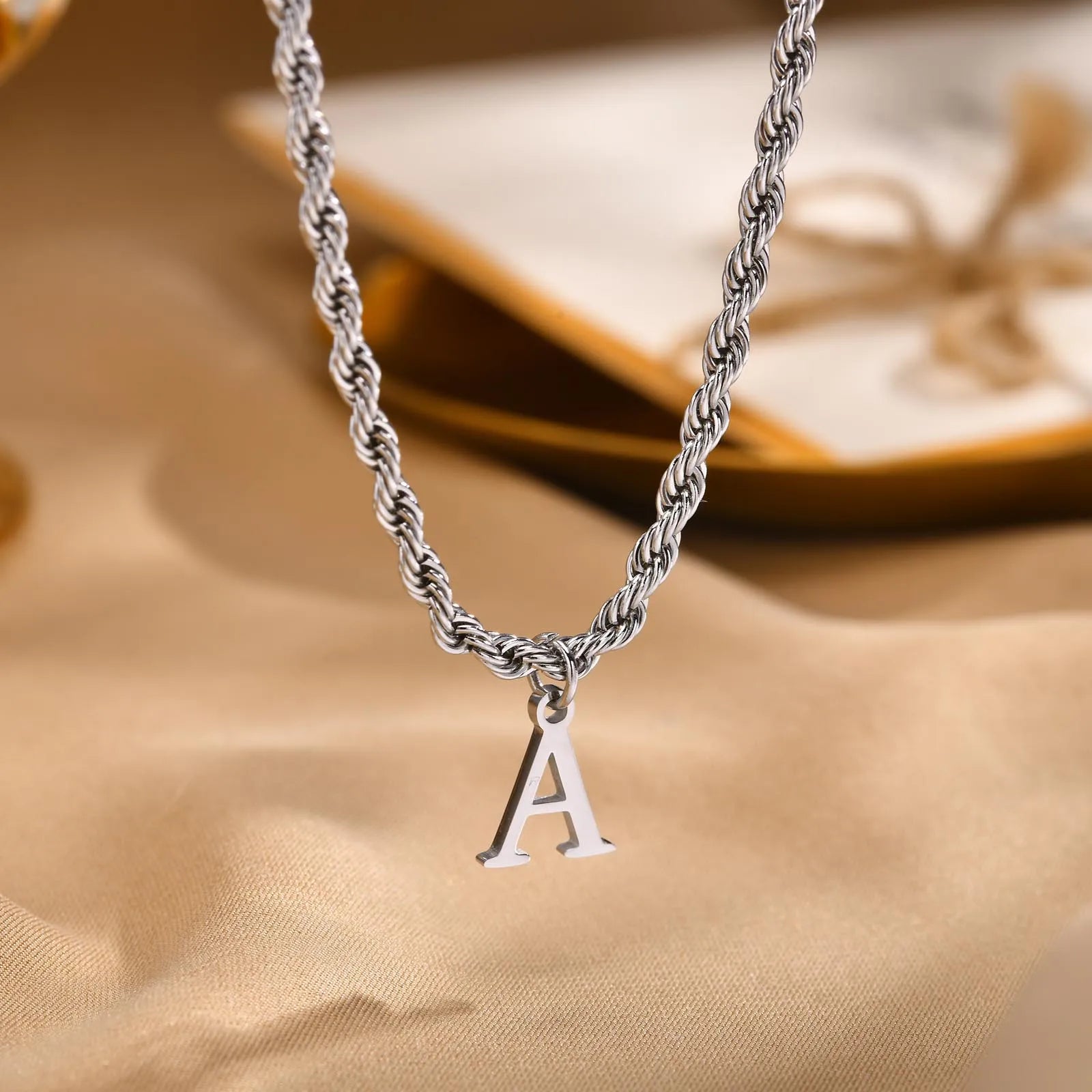 Personalized Initial Letter Necklace for Men - Premium Stainless Steel A-Z Alphabet Pendant with 60cm Chain