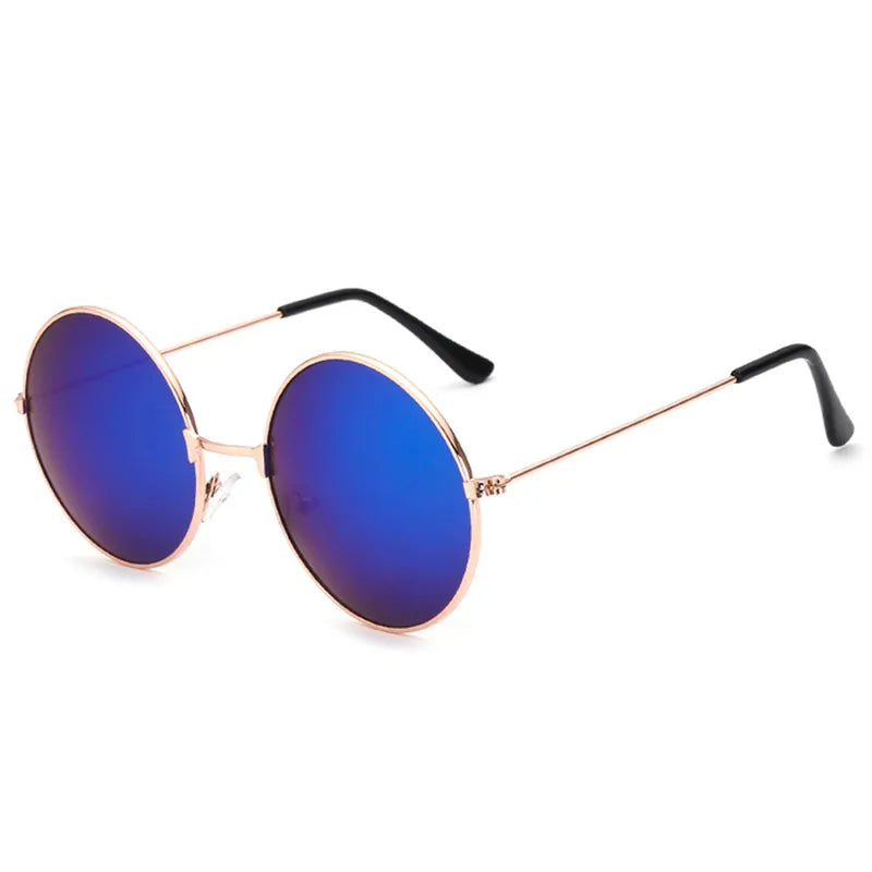 FOENIXSONG Round Pilots Sunglasses - Vintage Silver Gold Black Unisex