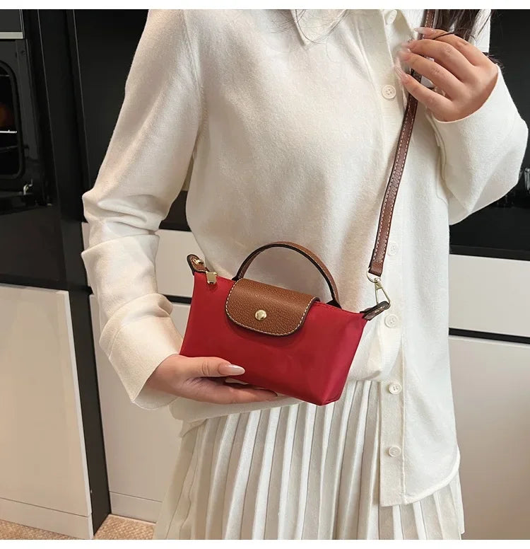 Retro Fashion Nylon Dumpling Bag Women's Crossbody Handbag Soft Polyester Lining Zipper Closure Shoulder Bag Handbag