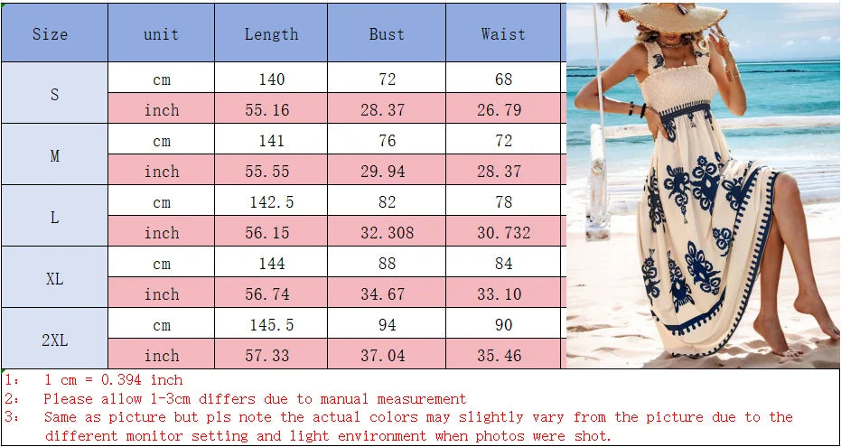 Trendy Square Neck Sleeveless Printed Dresses Women's Suspender High Waist Dress Beach Vacation Robe