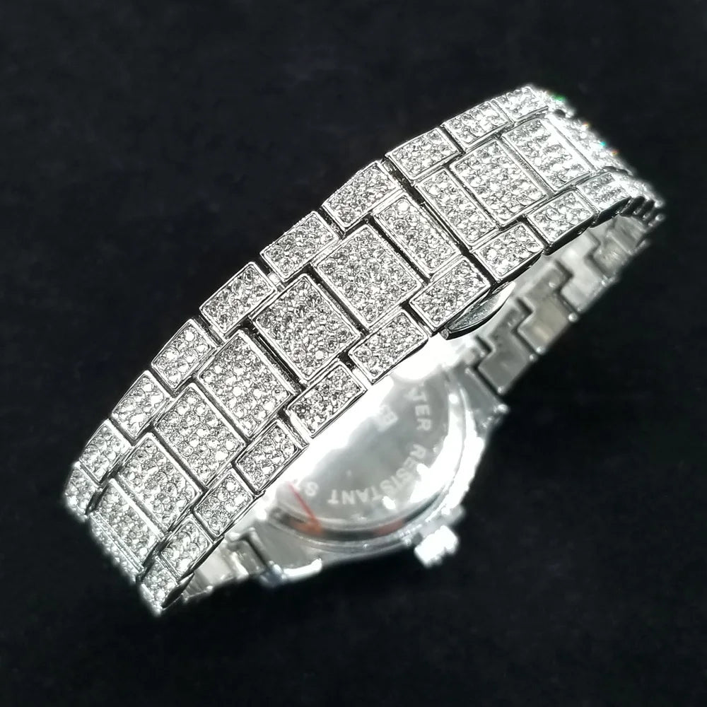 Classic Luxury Diamond Watches Women Fashion Bling Quartz Wristwatch Stainless Steel Iced Out Wedding Dress Accessories Watch