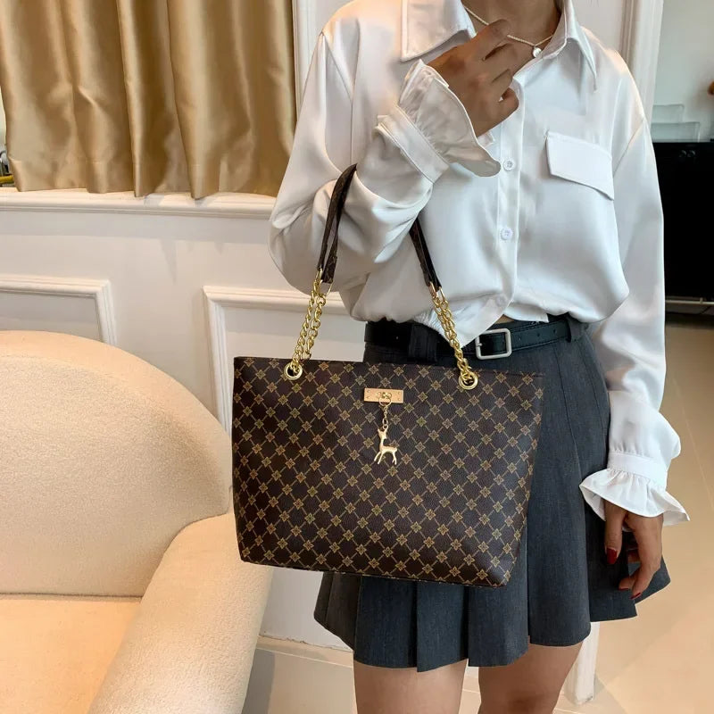 Summer High Quality PU Leather Fashion Large-capacity Shoulder Armpit Women's Bag Work Student Travel Female Retro Handbag Tote