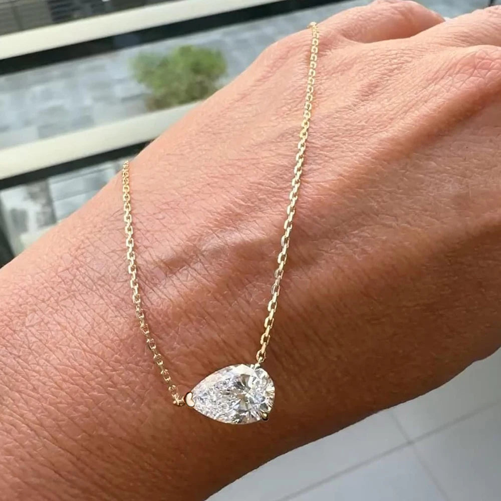1/3carat Waterdrop Solitaire Moissanite Pendant Necklace 925 Sterling Silver Gra Certified Pear Cut Lab Diamond Neckchain Woman