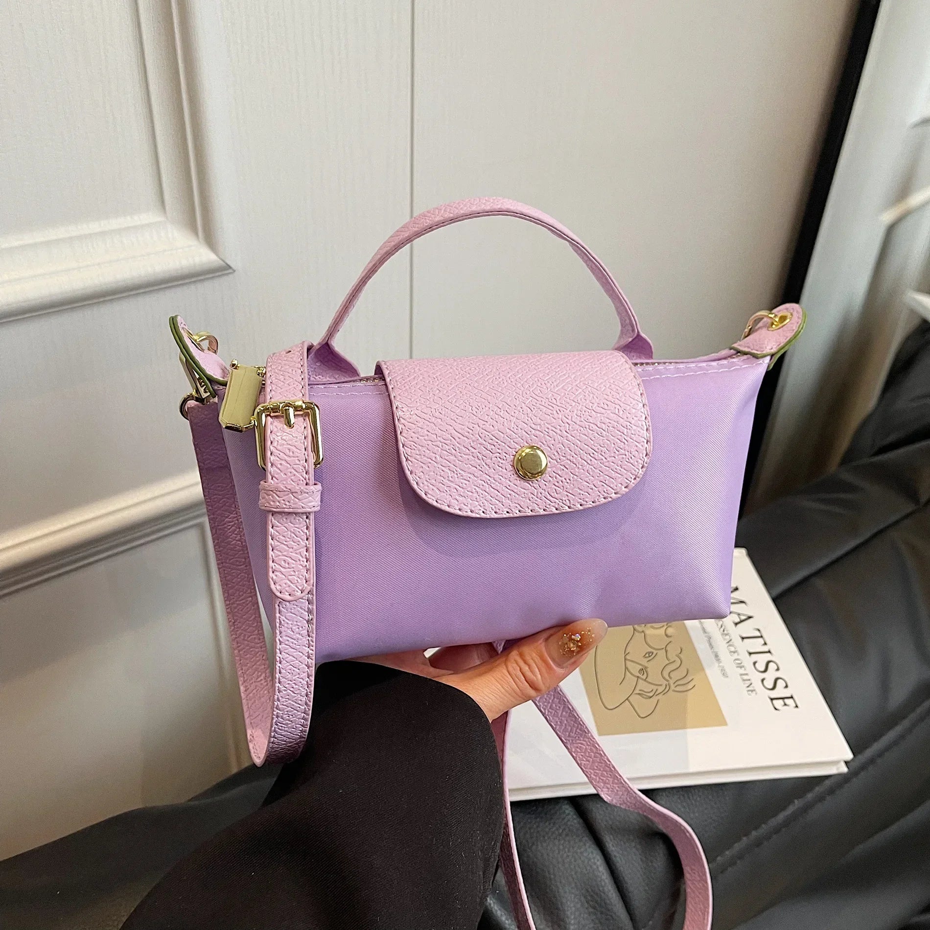 Retro Fashion Nylon Dumpling Bag Women's Crossbody Handbag Soft Polyester Lining Zipper Closure Shoulder Bag Handbag