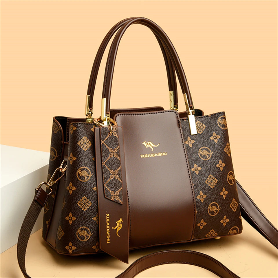 Luxury Print Leather Handbag - Large Capacity Crossbody Shoulder Bag