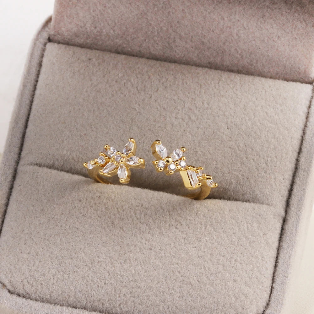 Fashion Moon Heart Flower Butterfly Rings For Women Sweet Girls Exquisite Shiny Rhinestone Crystal Open Ring 2025 Romantic Jewel