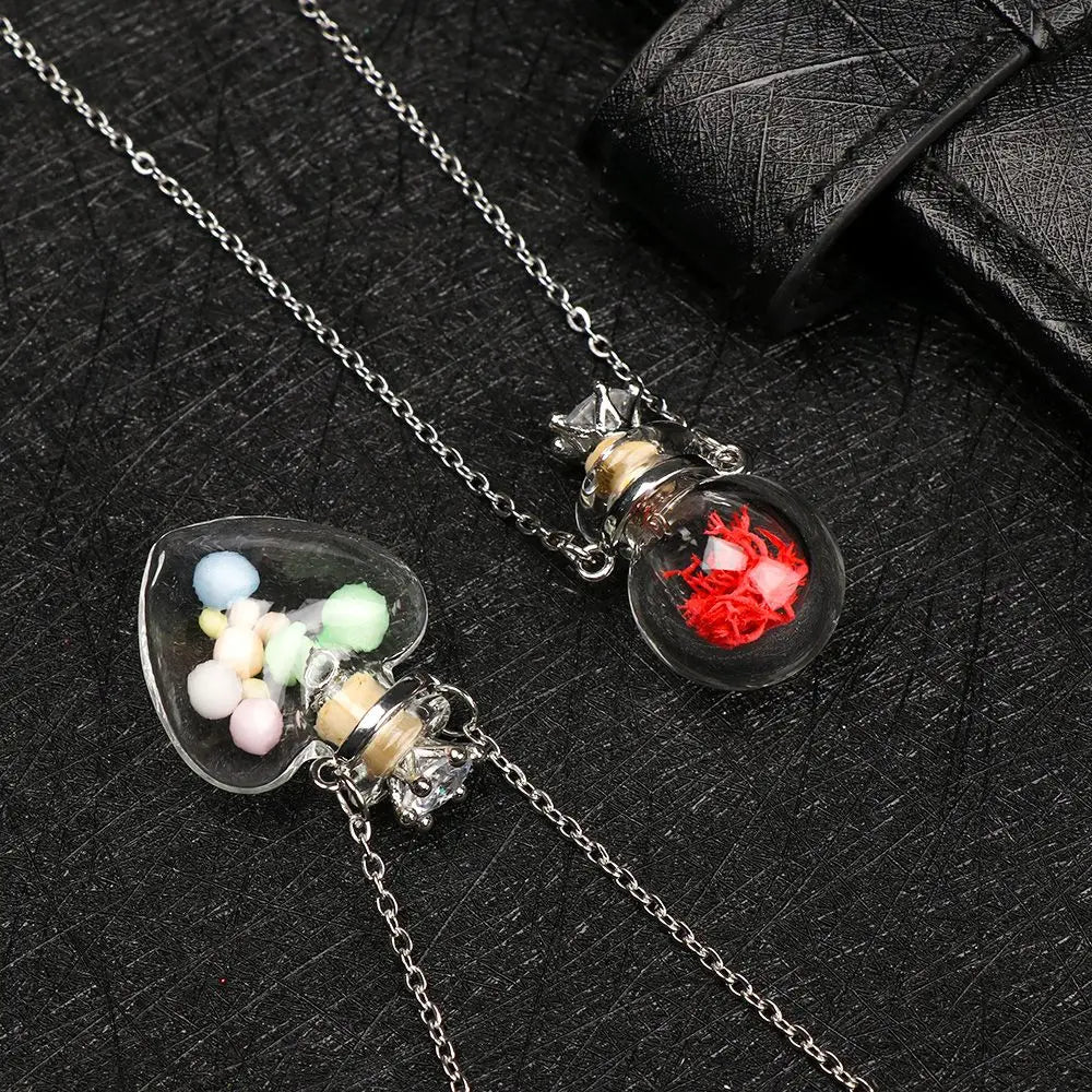 Openable Water Drop Heart Steel Chain Perfume Vial Necklace Wishing Bottle Pendant Essential Oil Diffuser Memorial Jewelry Gifts