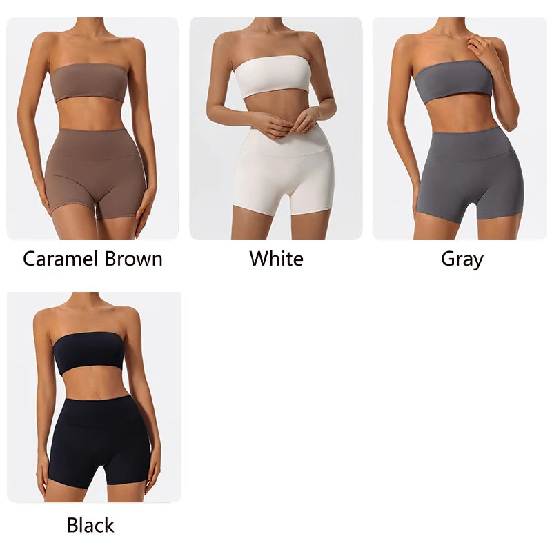 Ctenkevet Two Piece Fitness Sports Set Women Workout Yoga Outfit Strapless Bra Woman 2Ps Gym Crop Top Deportivos Mujer Gym Suits