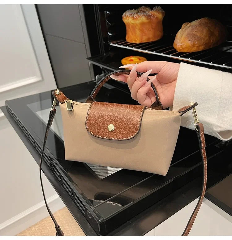 Retro Fashion Nylon Dumpling Bag Women's Crossbody Handbag Soft Polyester Lining Zipper Closure Shoulder Bag Handbag